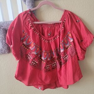 Free People Oversized Embroidered Top NWOT